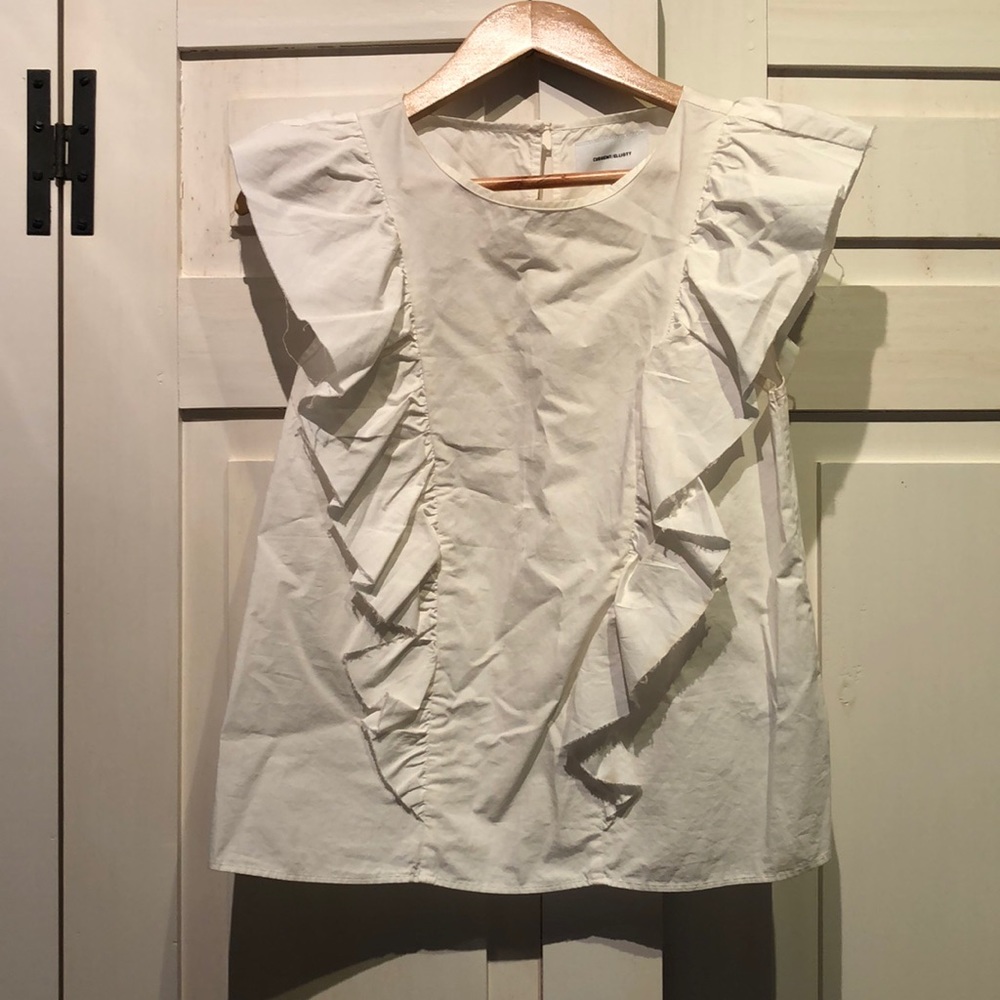 Current Elliott white cotton ruffle top